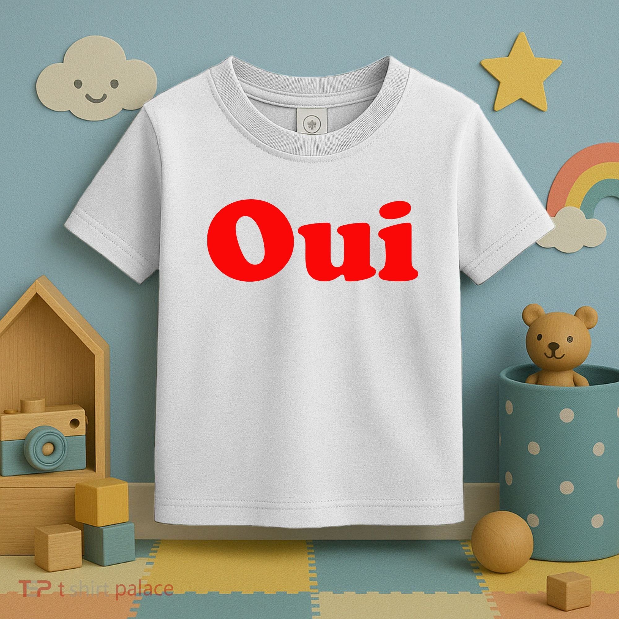 Oui French Yes Red Retro 90s Toddler T-Shirt