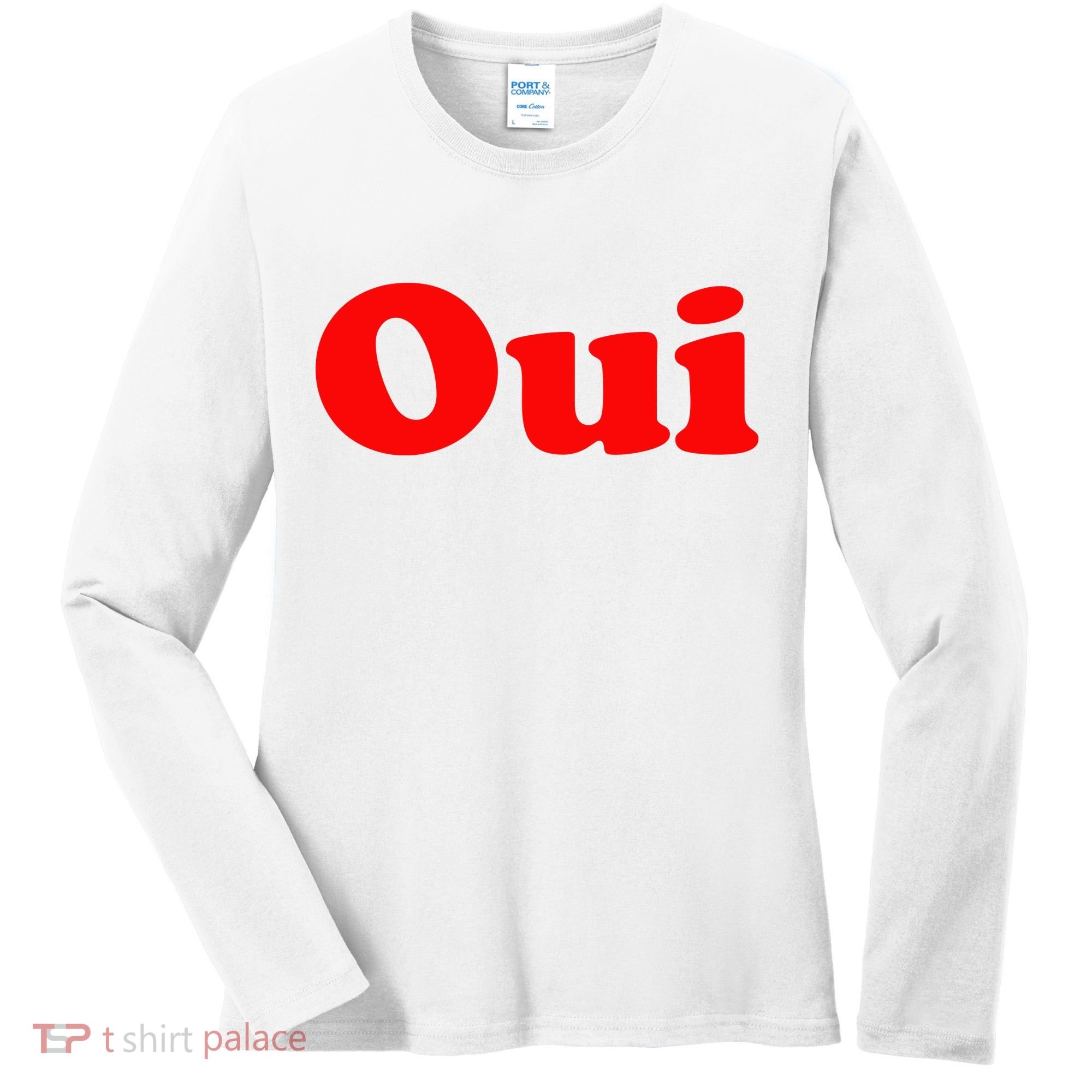 Oui French Yes Red Retro 90s Women's Long Sleeve Shirt