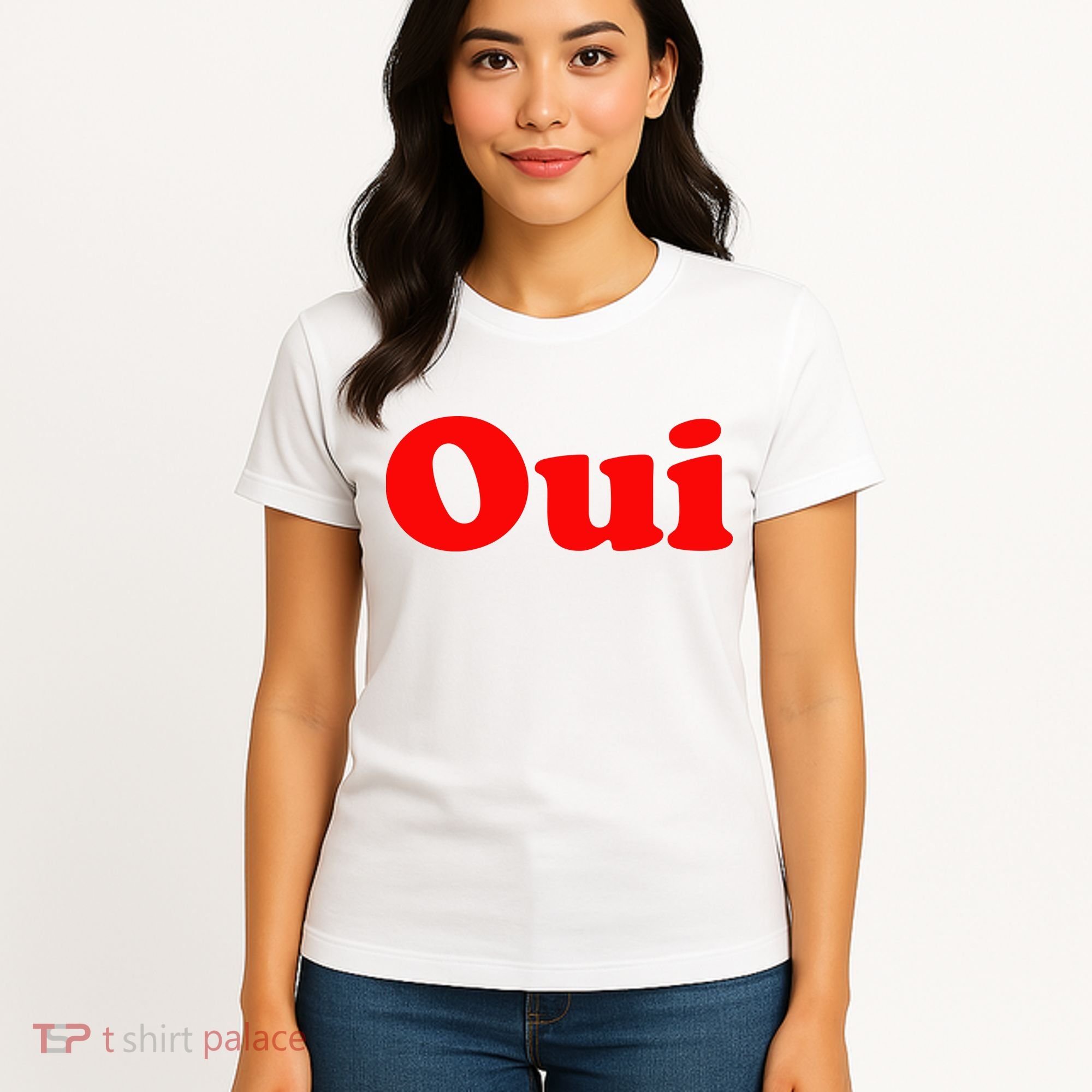 Oui French Yes Red Retro 90s Women's T-Shirt
