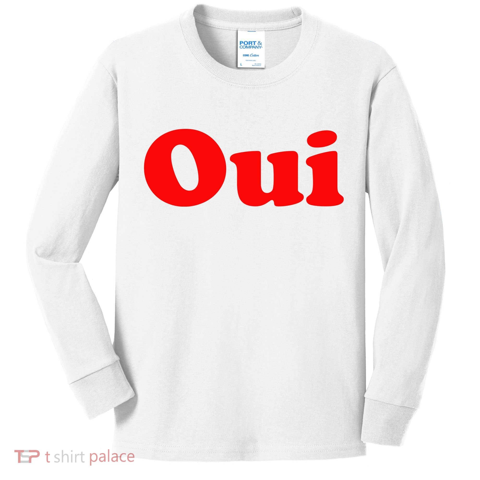Oui French Yes Red Retro 90s Kids Long Sleeve Shirt