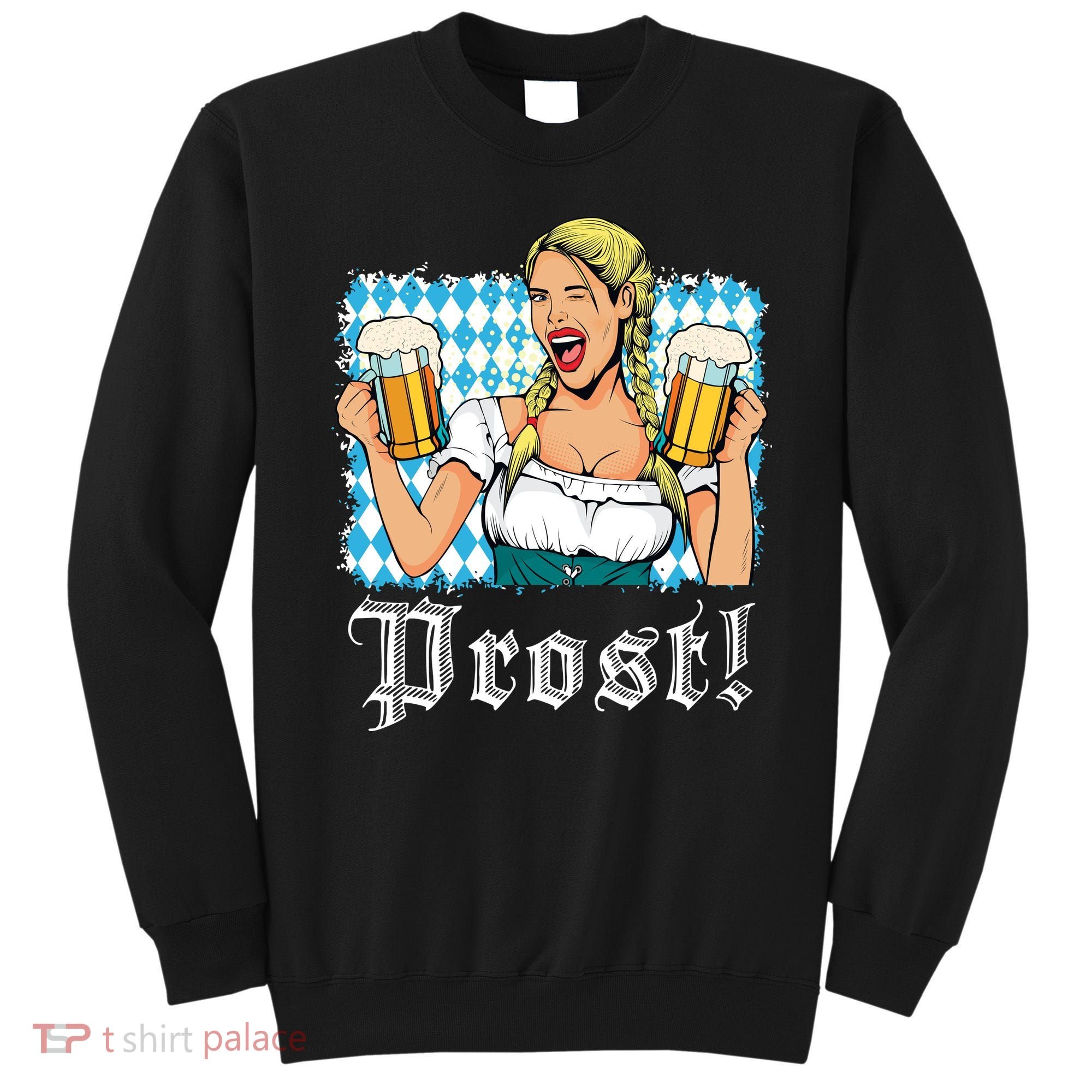 Oktoberfest Beer German Girl Bavarian Flag Drinking Prost Sweatshirt