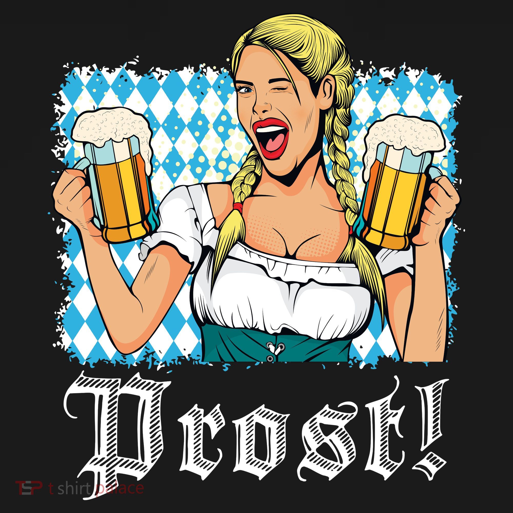 Oktoberfest Beer German Girl Bavarian Flag Drinking Prost Women's Hoodie