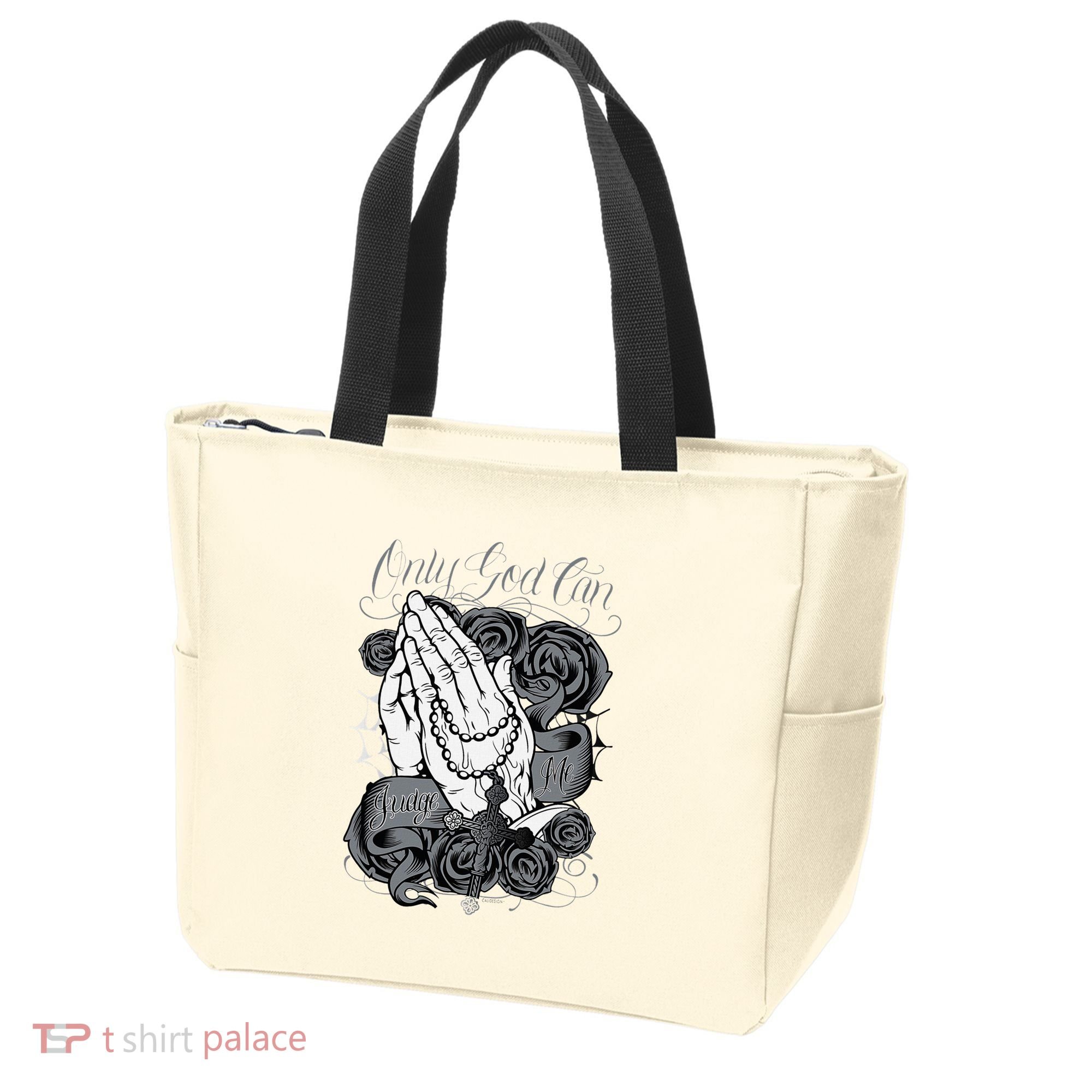 Only God Can Judge Me Chicano Graphic Art Tote Bag