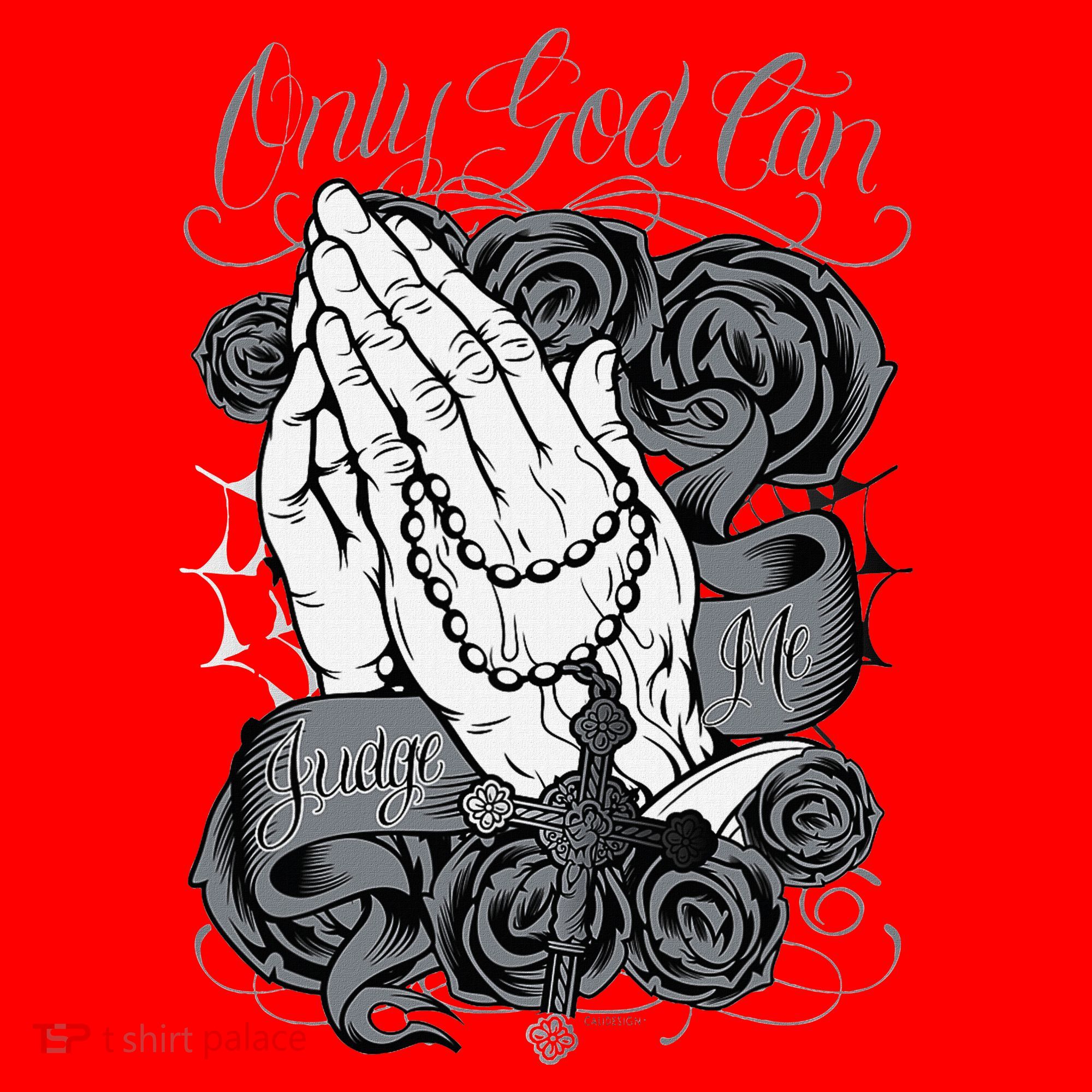 Only God Can Judge Me Chicano Graphic Art Santa Hat
