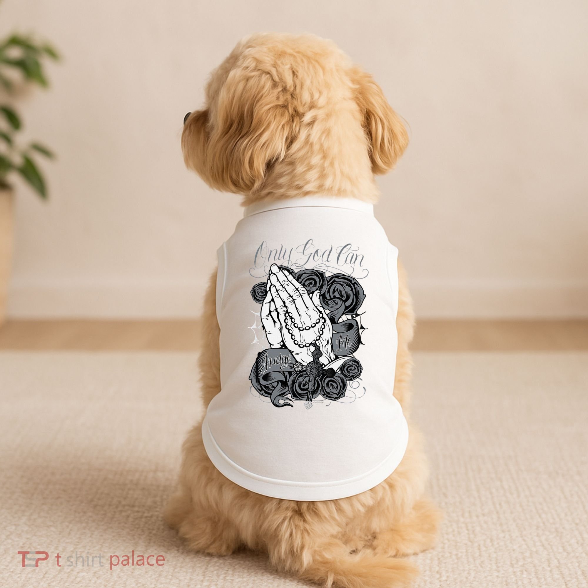 Only God Can Judge Me Chicano Graphic Art Doggie Tank