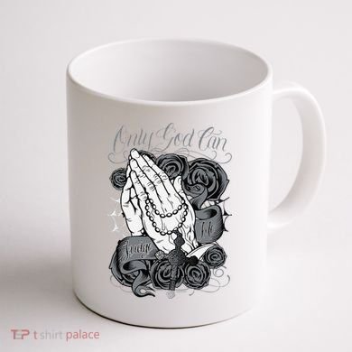 Only God Can Judge Me Chicano Graphic Art Coffee Mug back