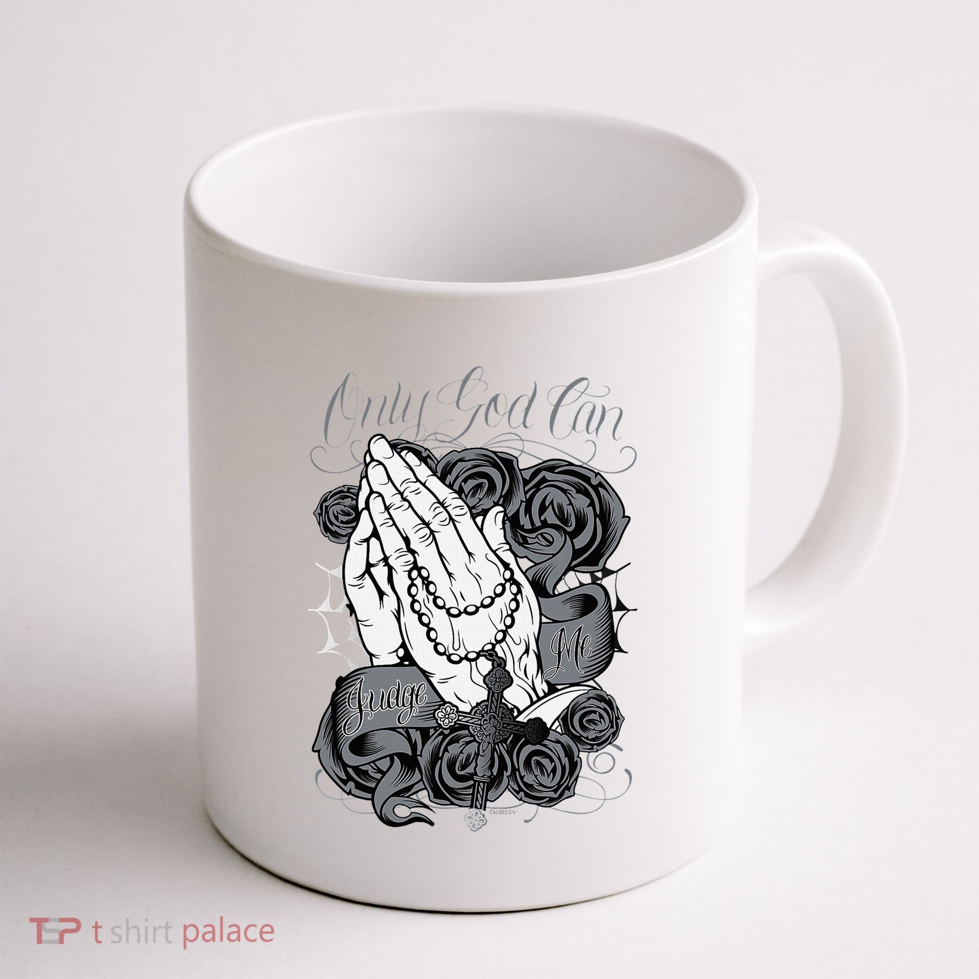 Only God Can Judge Me Chicano Graphic Art Coffee Mug