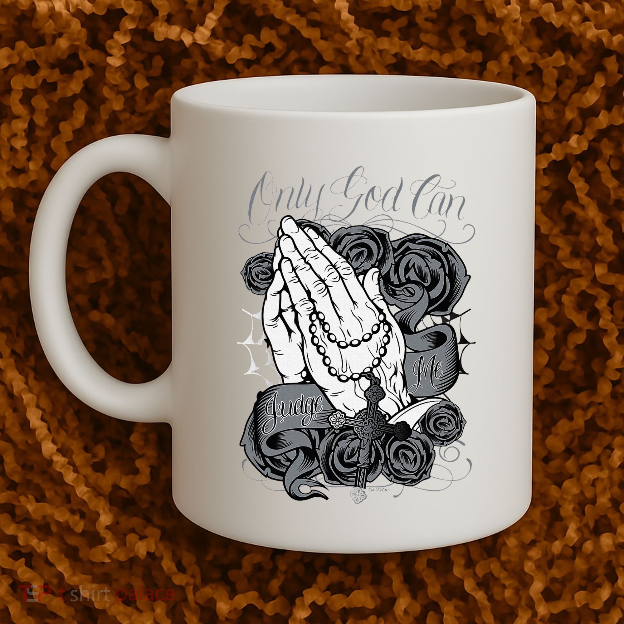 Only God Can Judge Me Chicano Graphic Art Coffee Mug