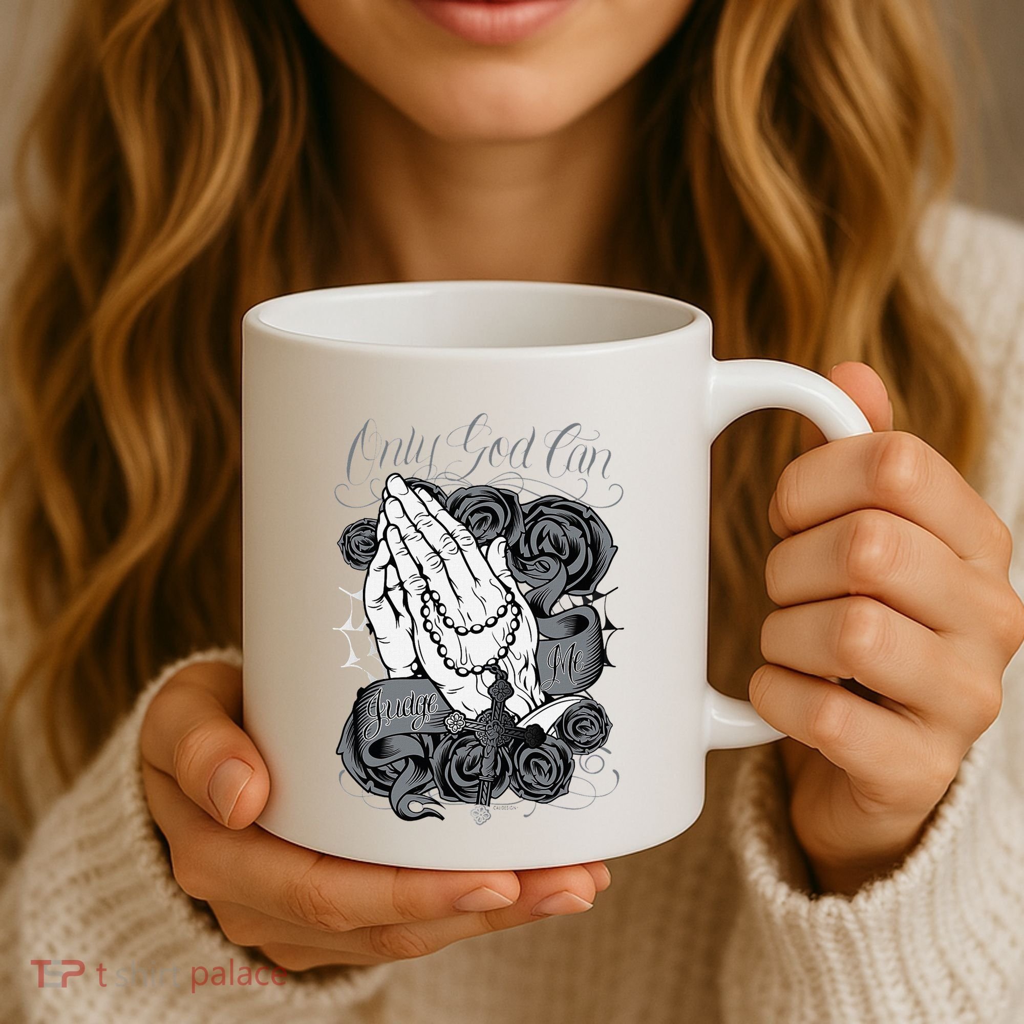 Only God Can Judge Me Chicano Graphic Art Coffee Mug