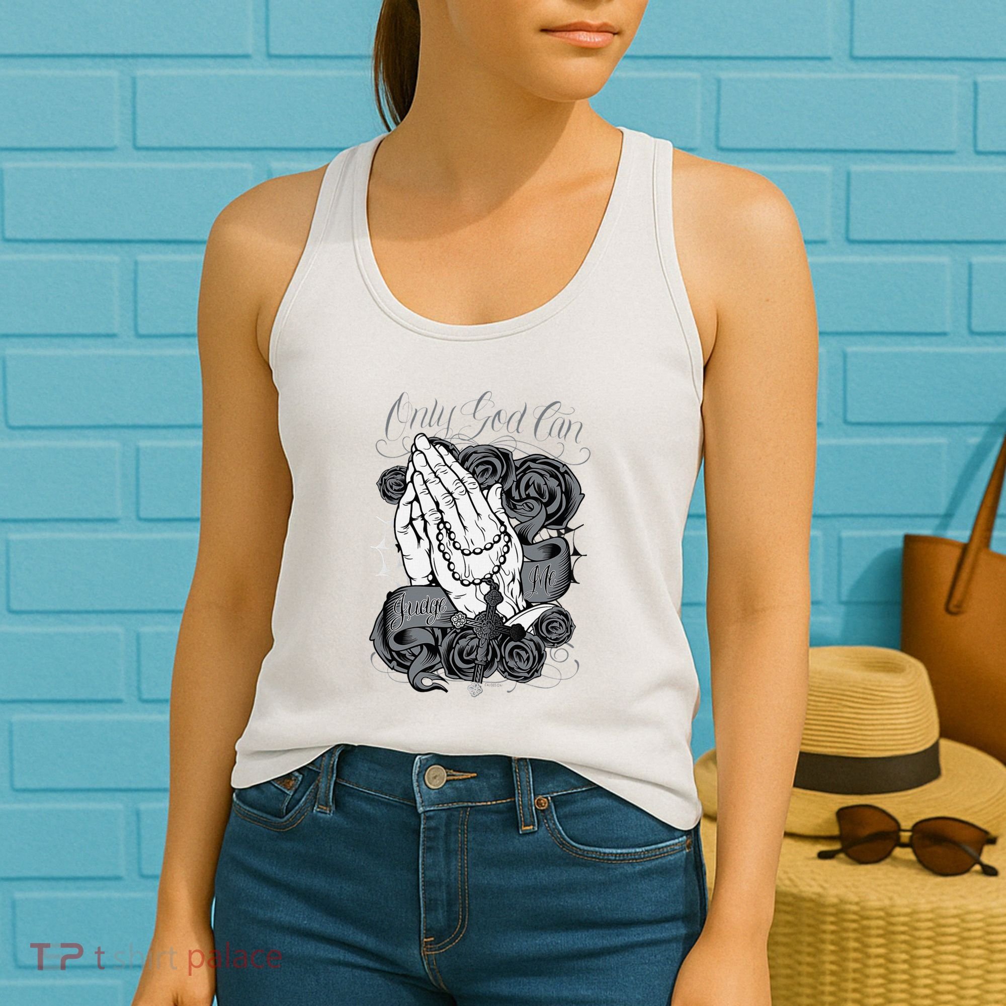Only God Can Judge Me Chicano Graphic Art Women's Tank Top