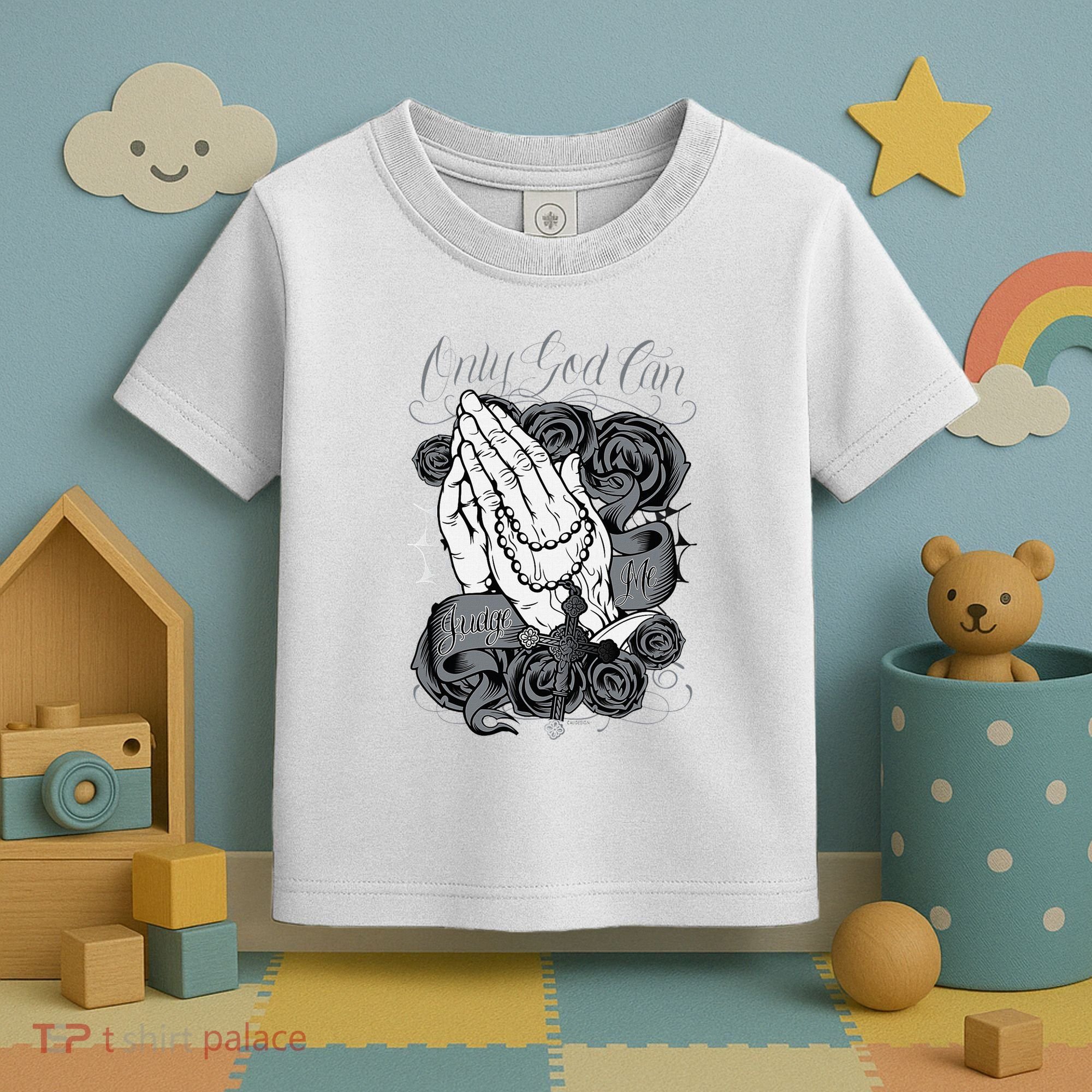 Only God Can Judge Me Chicano Graphic Art Toddler T-Shirt