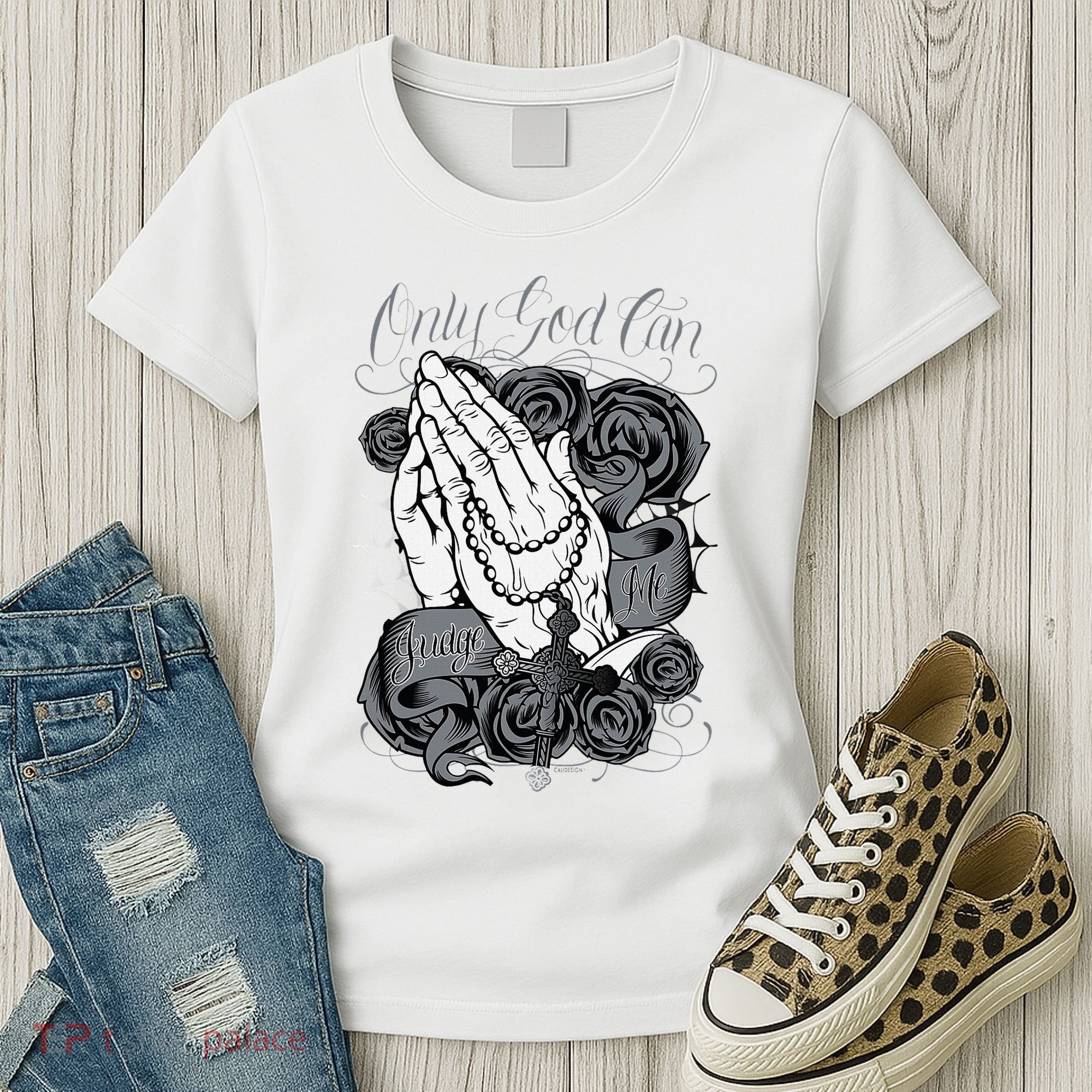Only God Can Judge Me Chicano Graphic Art Women's T-Shirt
