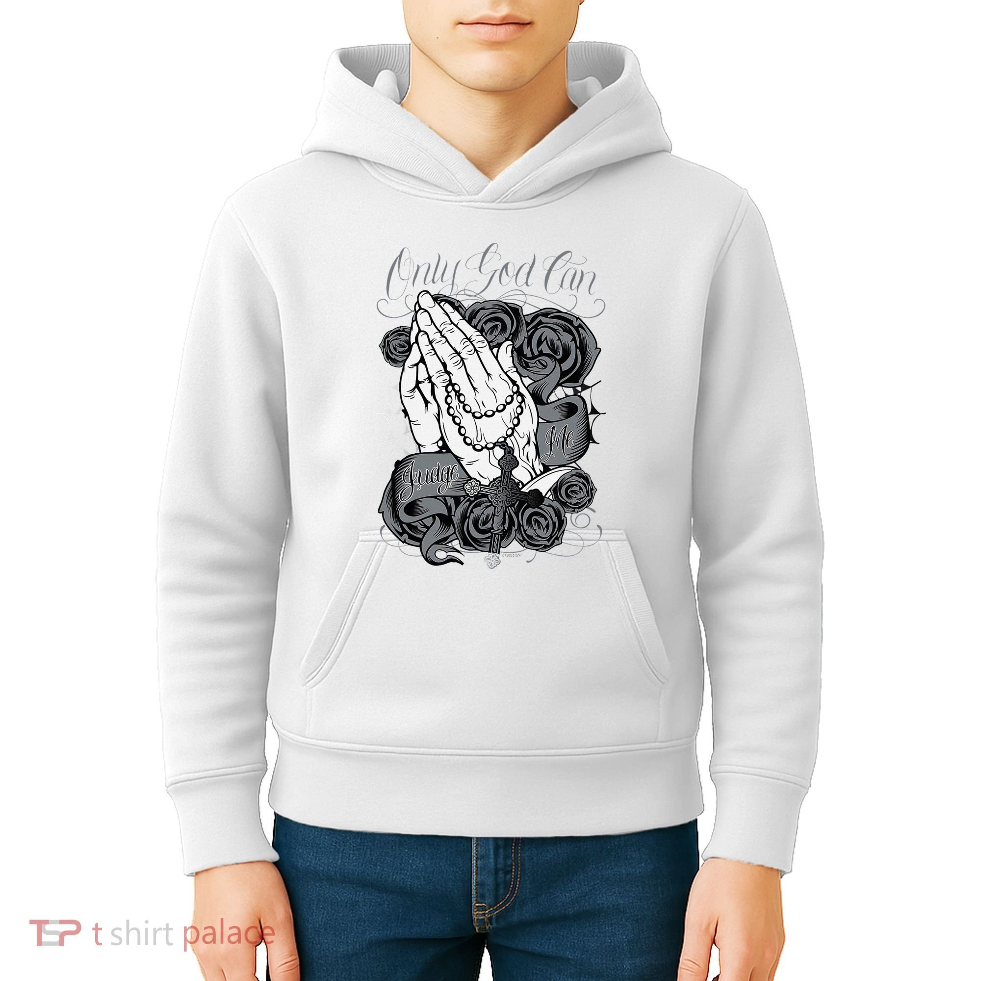 Only God Can Judge Me Chicano Graphic Art Kids Hoodie