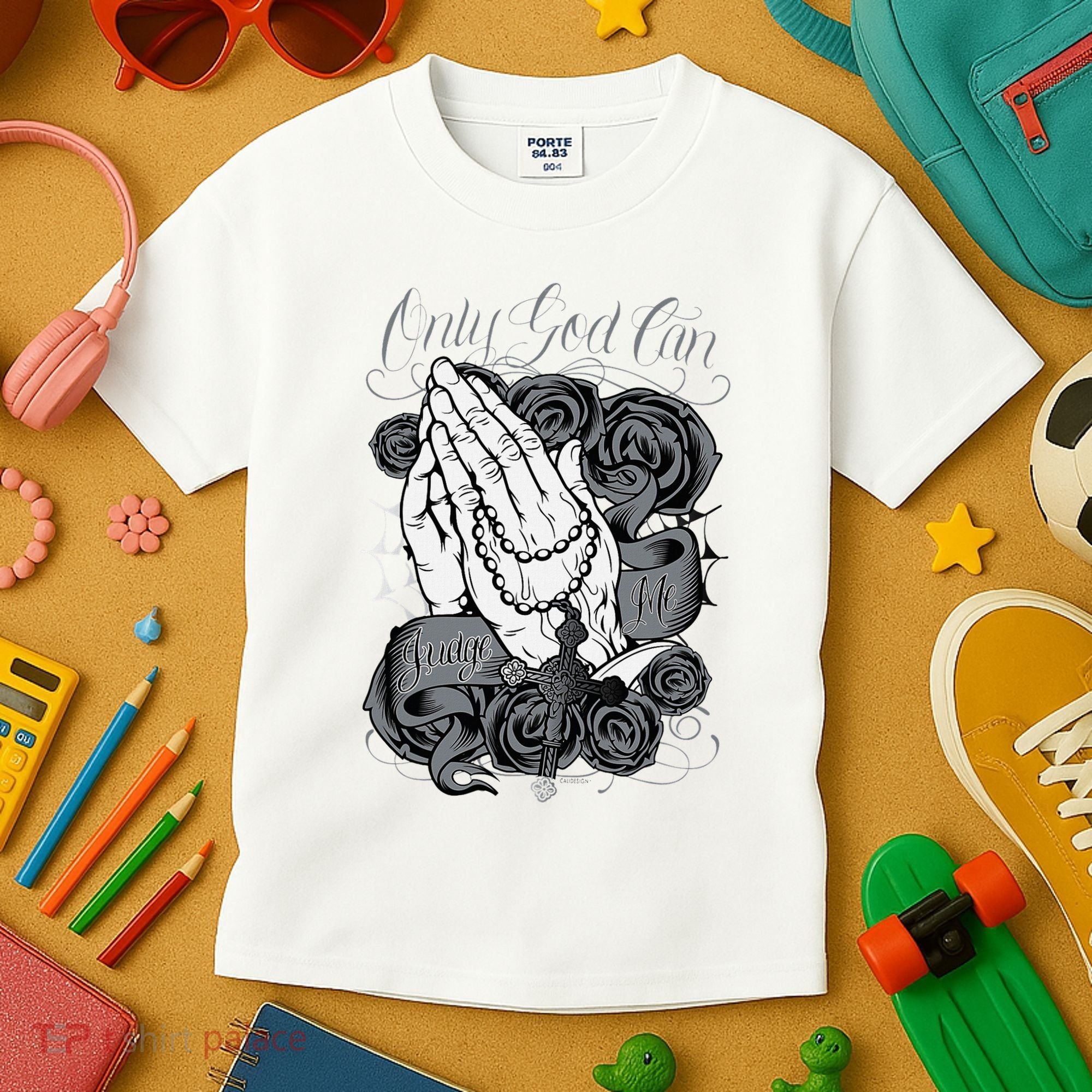 Only God Can Judge Me Chicano Graphic Art Kids T-Shirt
