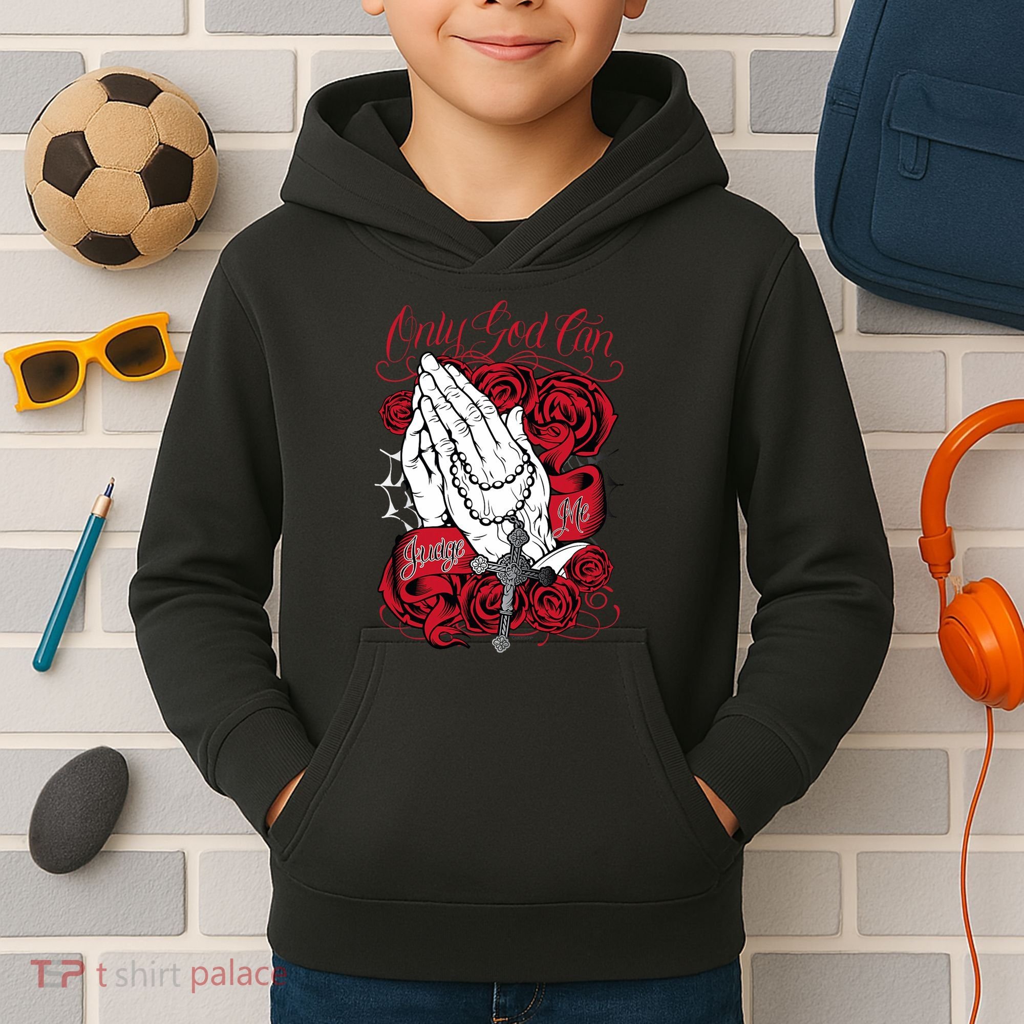 Only God Can Judge Me Red Kids Hoodie