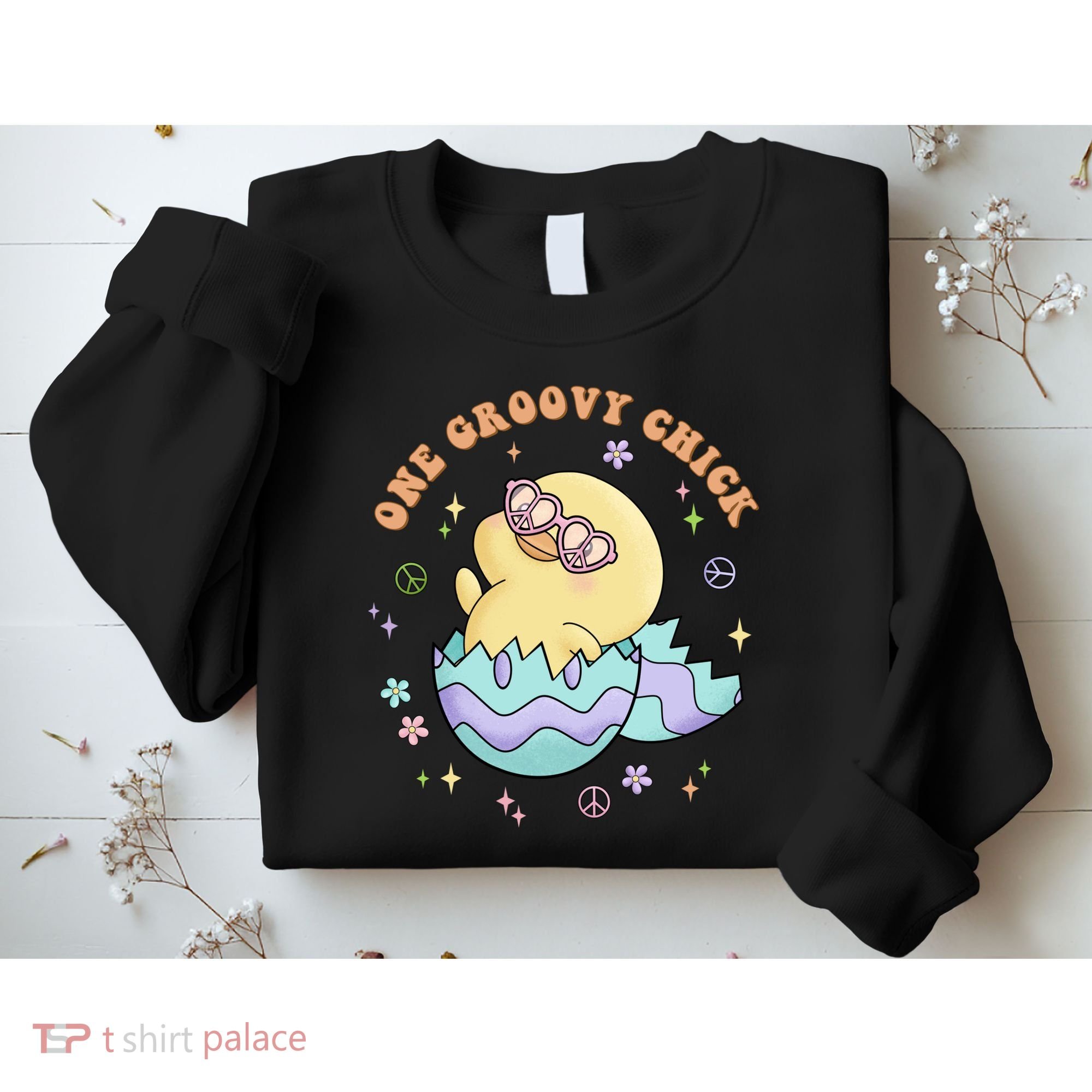 One Groovy Chick Funny Cute Baby Chicken Sweatshirt
