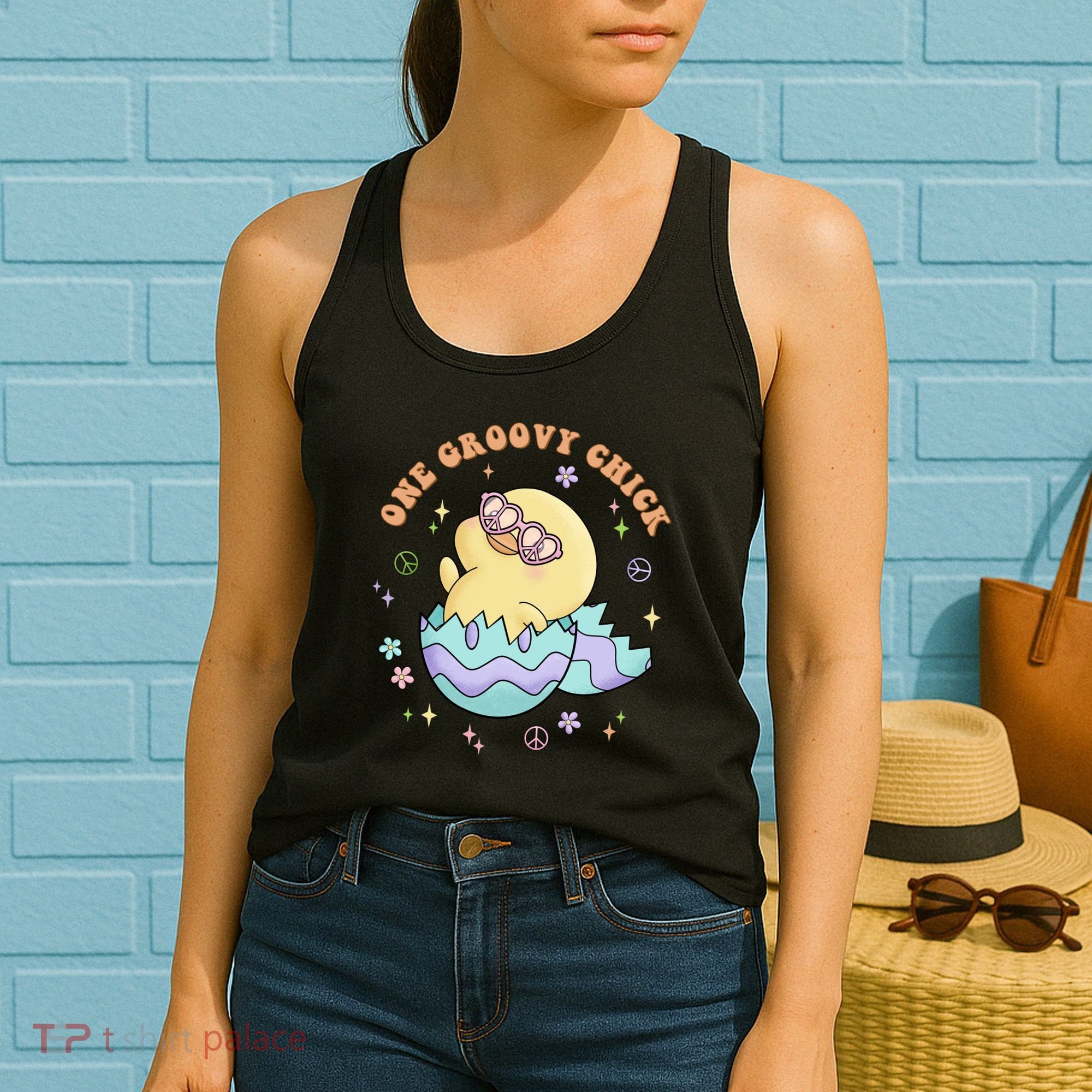 One Groovy Chick Funny Cute Baby Chicken Women's Tank Top