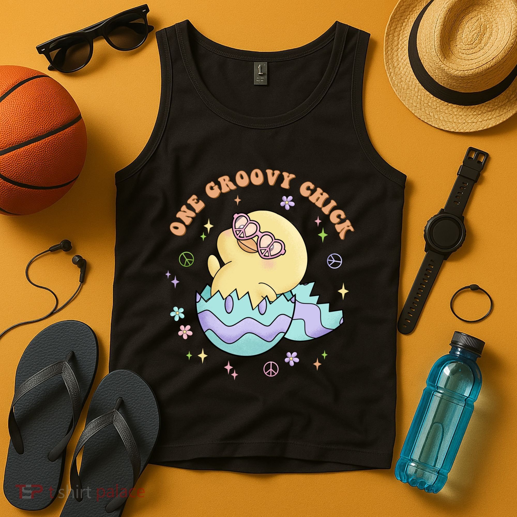 One Groovy Chick Funny Cute Baby Chicken Tank Top