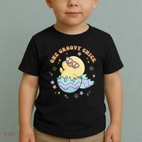 One Groovy Chick Funny Cute Baby Chicken Toddler T-Shirt thumb 2