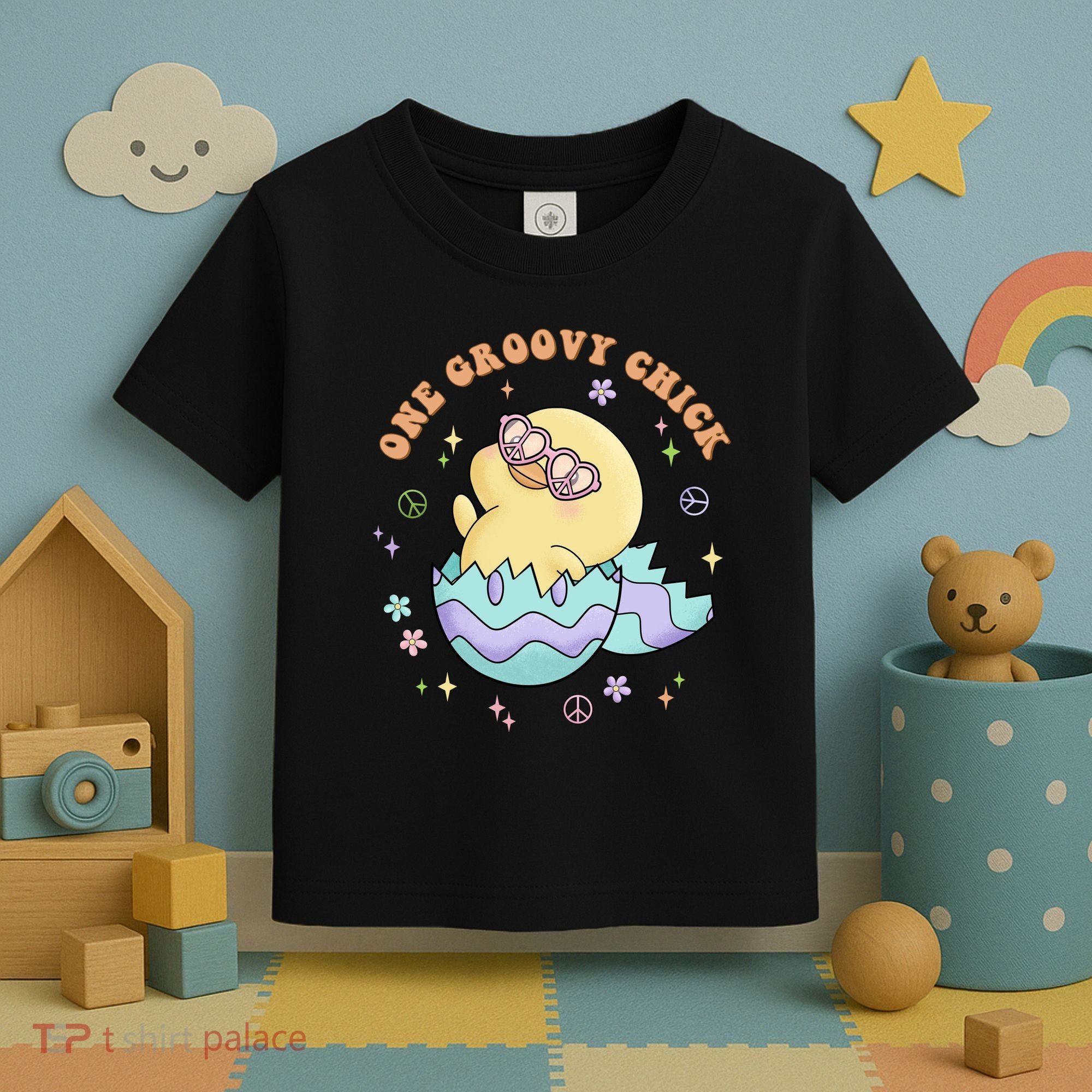 One Groovy Chick Funny Cute Baby Chicken Toddler T-Shirt
