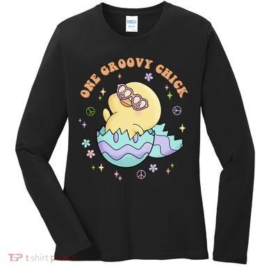 One Groovy Chick Funny Cute Baby Chicken Women's Long Sleeve Shirt