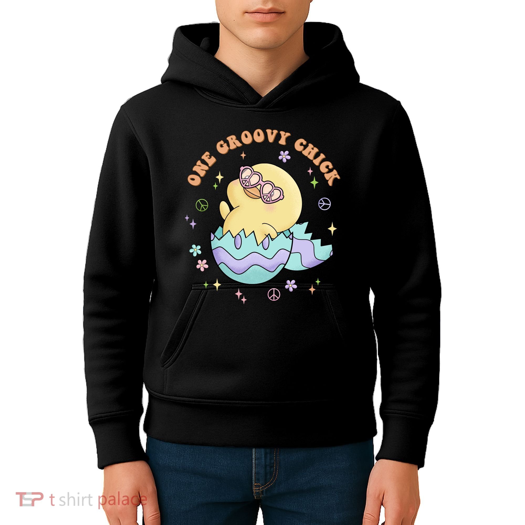 One Groovy Chick Funny Cute Baby Chicken Kids Hoodie