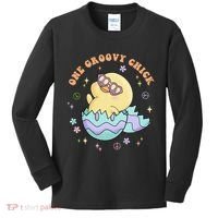 One Groovy Chick Funny Cute Baby Chicken Kids Long Sleeve Shirt thumb 0