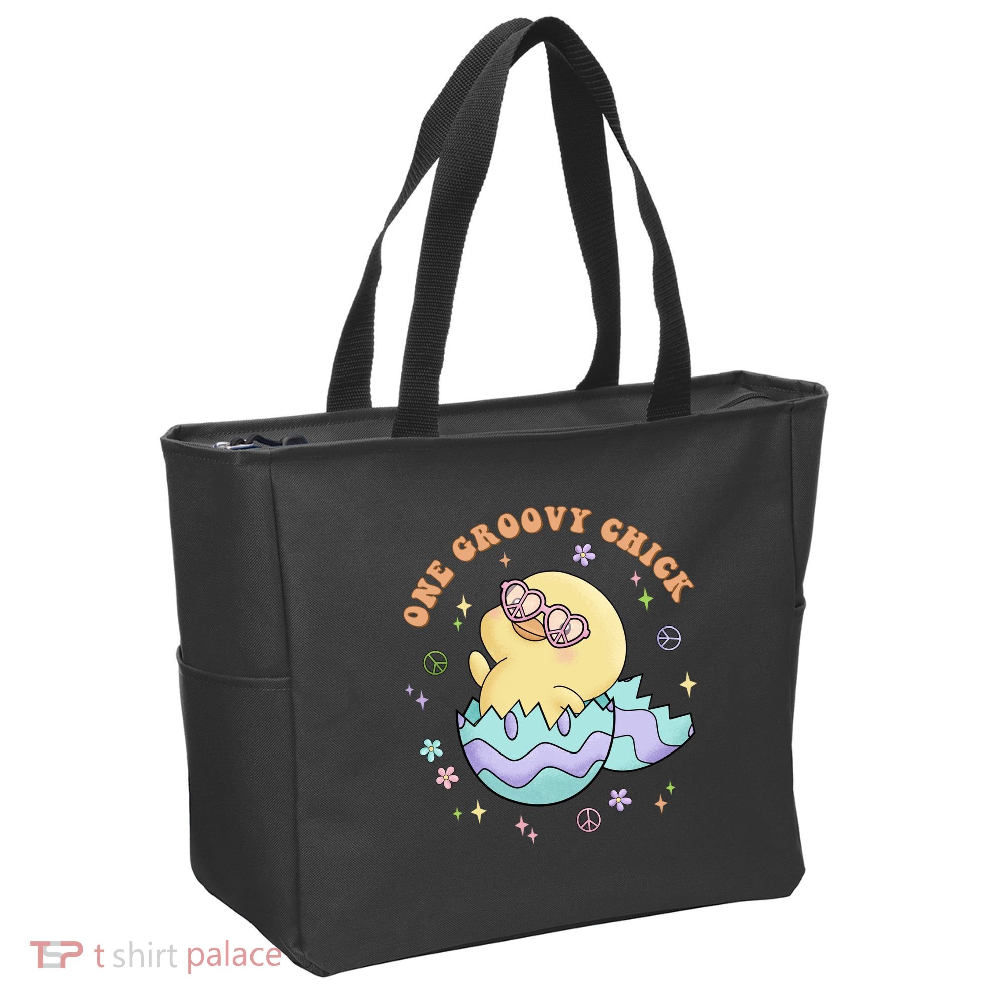 One Groovy Chick Funny Cute Baby Chicken Tote Bag