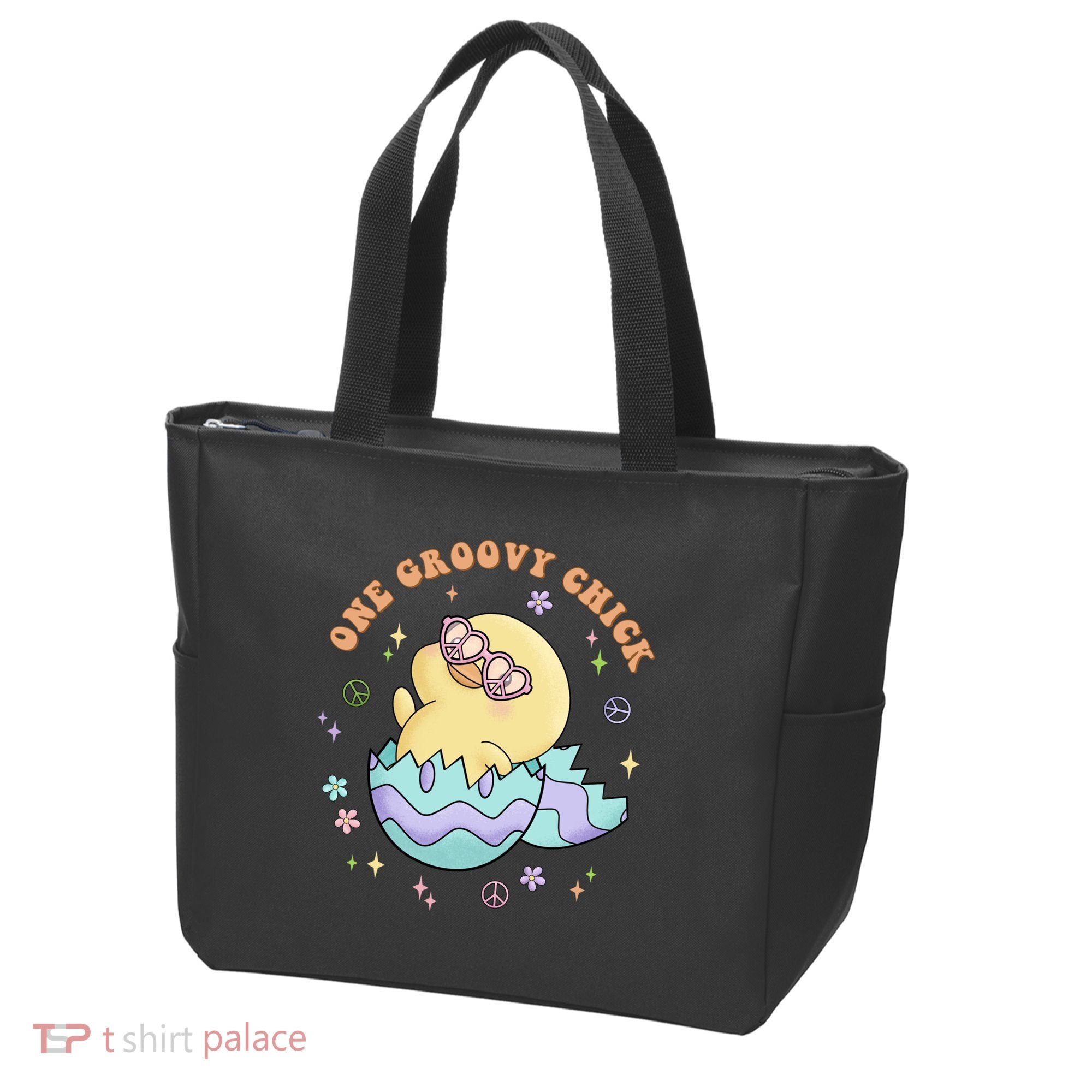 One Groovy Chick Funny Cute Baby Chicken Tote Bag