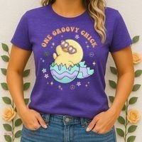 One Groovy Chick Funny Cute Baby Chicken Women's T-Shirt thumb 2