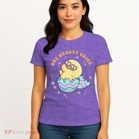 One Groovy Chick Funny Cute Baby Chicken Women's T-Shirt thumb 4
