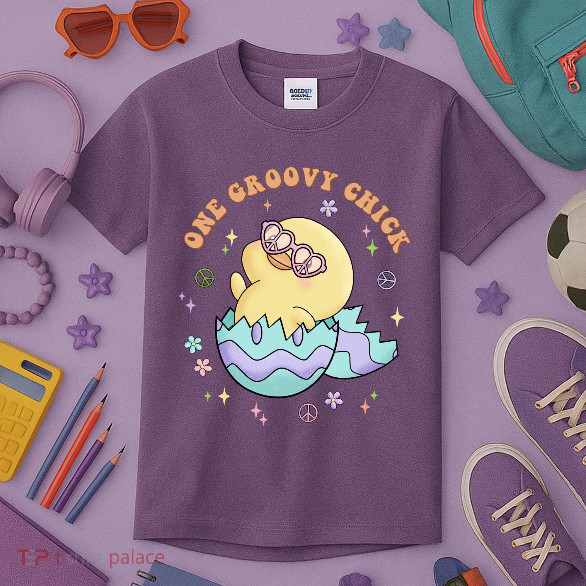 One Groovy Chick Funny Cute Baby Chicken Kids T-Shirt