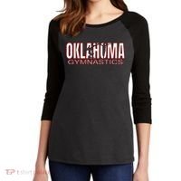 Oklahoma Gymnastics Competition Gymnast Women's Tri-Blend 3/4-Sleeve Raglan Shirt thumb 2
