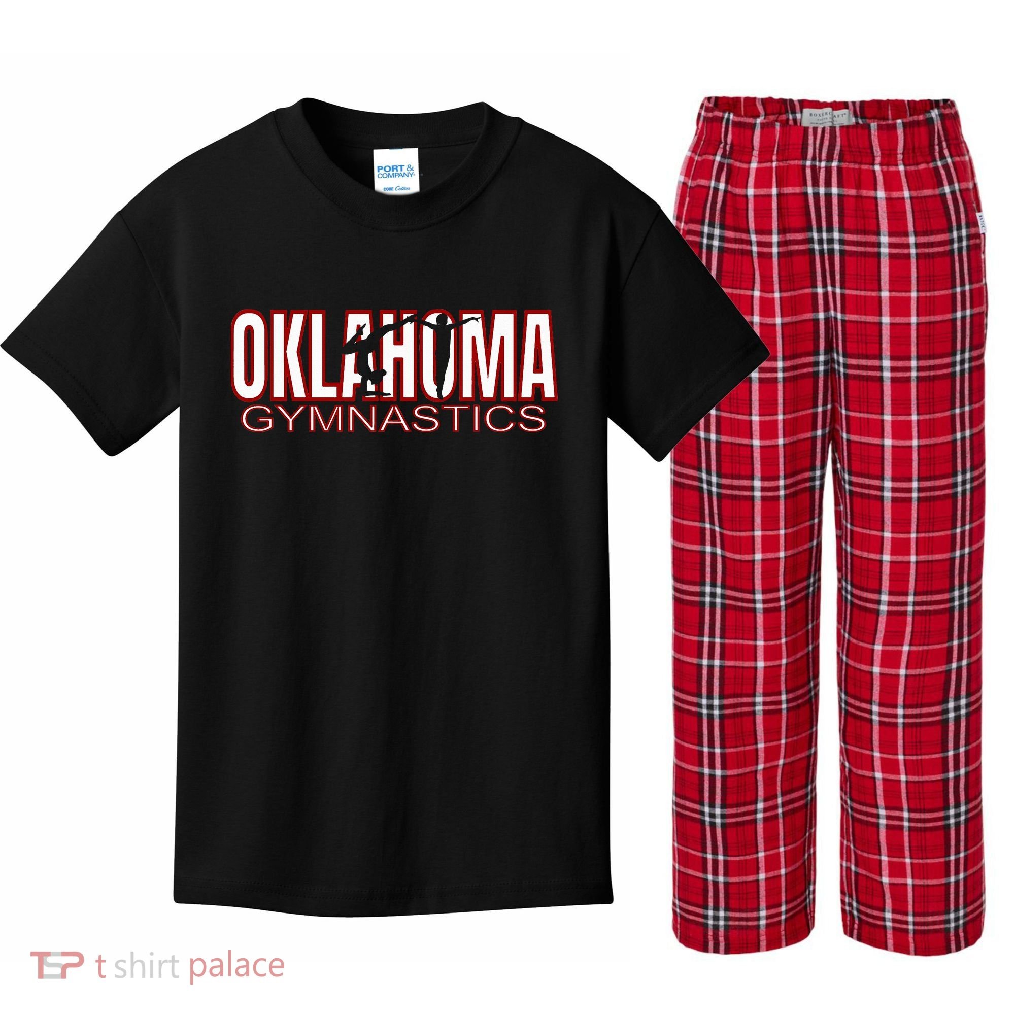 Oklahoma Gymnastics Competition Gymnast Kids Plaid Pajama Set