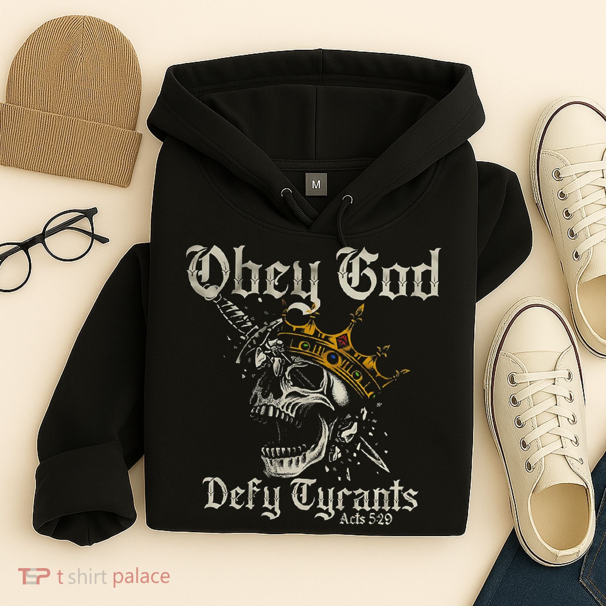 Obey God Defy Tyrants Skull Hoodie