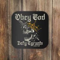 Obey God Defy Tyrants Skull Coaster thumb 0