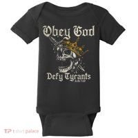 Obey God Defy Tyrants Skull Baby Bodysuit thumb 0