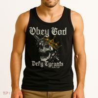 Obey God Defy Tyrants Skull Tank Top thumb 3
