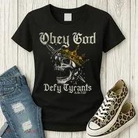 Obey God Defy Tyrants Skull Women's T-Shirt thumb 3