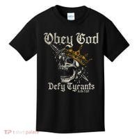 Obey God Defy Tyrants Skull Kids T-Shirt thumb 0
