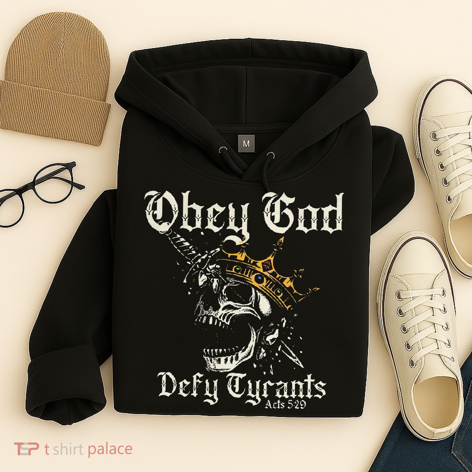 Obey God Defy Tyrants Skull Hoodie