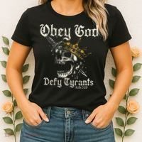 Obey God Defy Tyrants Skull Women's T-Shirt thumb 2