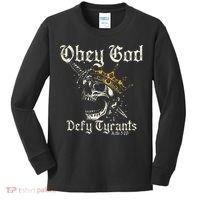 Obey God Defy Tyrants Skull Kids Long Sleeve Shirt thumb 0