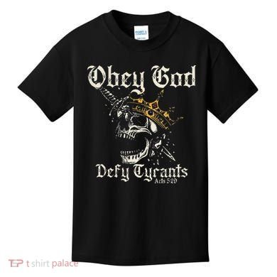 Obey God Defy Tyrants Skull Kids T-Shirt
