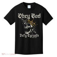 Obey God Defy Tyrants Skull Kids T-Shirt thumb 0