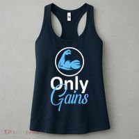 Only Gains Funny Gym Fitness Workout Parody Women's Tank Top thumb 3