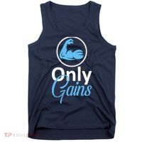 Only Gains Funny Gym Fitness Workout Parody Tank Top thumb 0