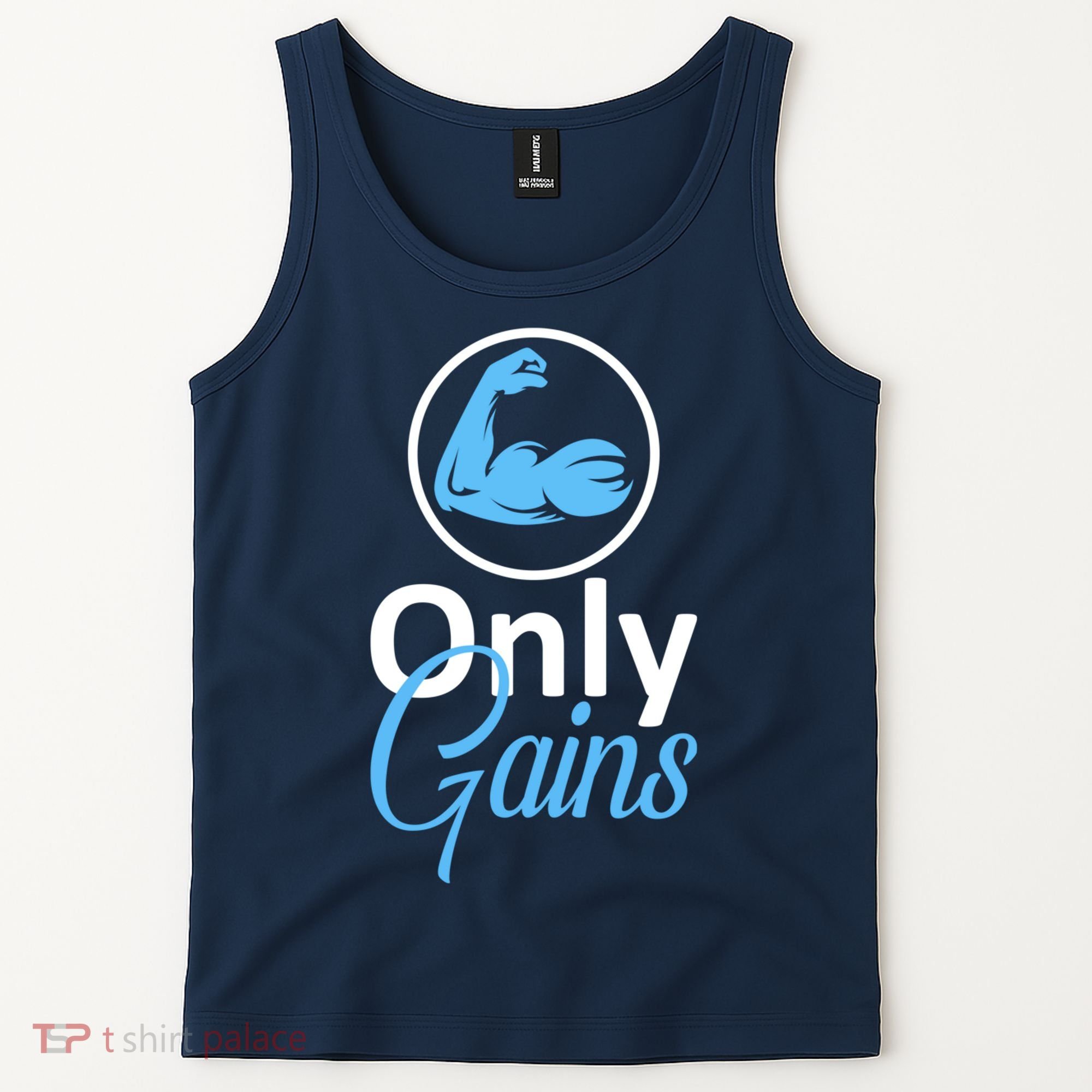 Only Gains Funny Gym Fitness Workout Parody Tank Top