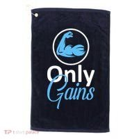Only Gains Funny Gym Fitness Workout Parody Golf Towel thumb 0