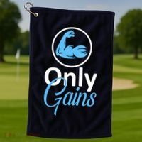 Only Gains Funny Gym Fitness Workout Parody Golf Towel thumb 1